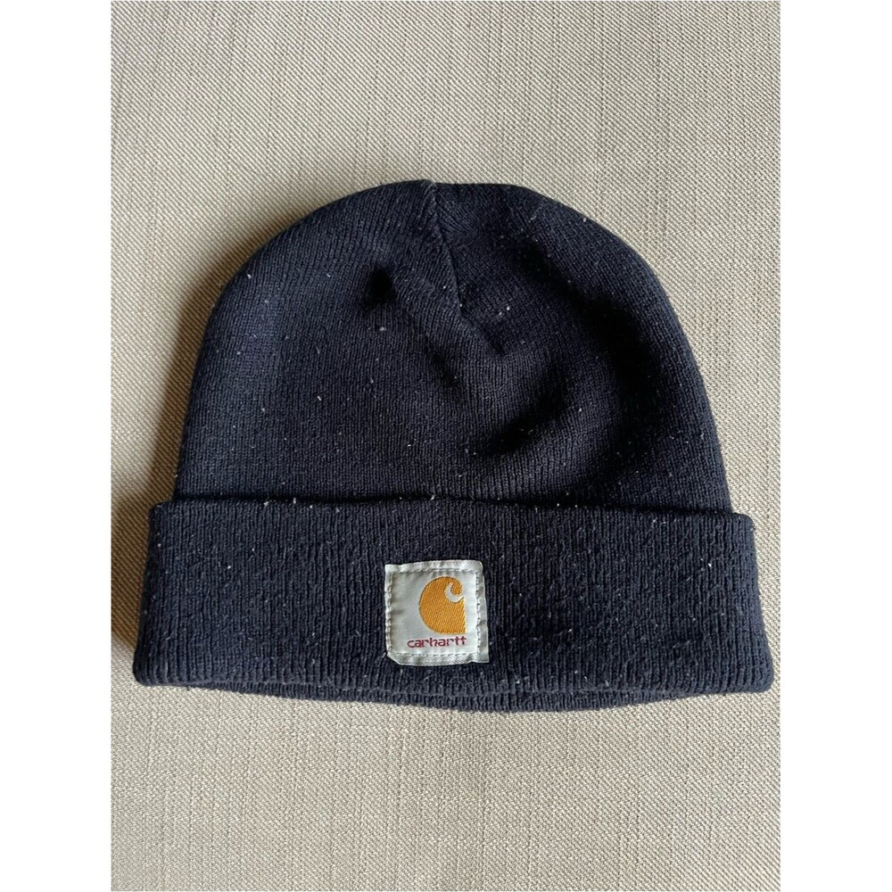 Carhartt Black Beanie with Gold Logo Patch